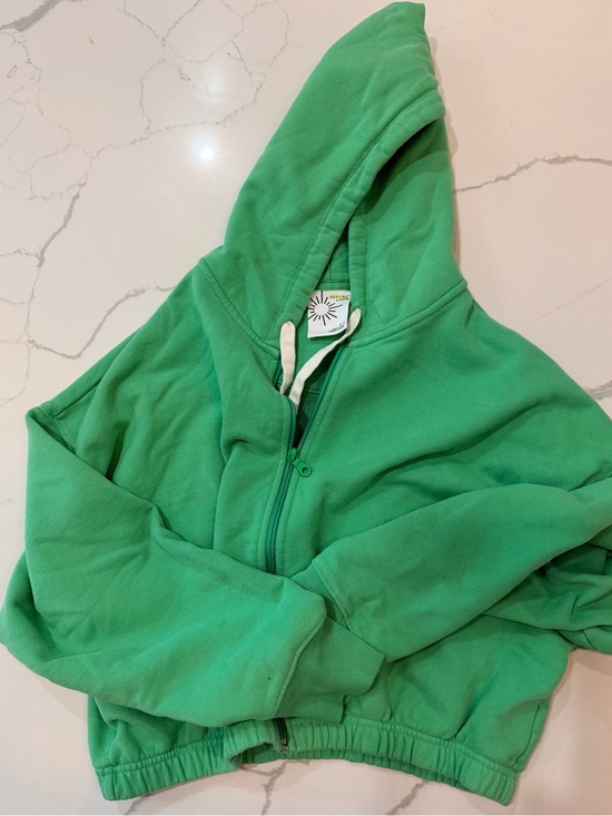 aerie Tops - Offline by Aerie Green Zip-Up Hooded Sweatshirt